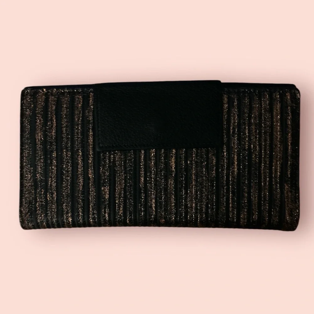 Bulgari | Bvlgari Double Snap Long Wallet Black & Bronze - Picture 2 of 7